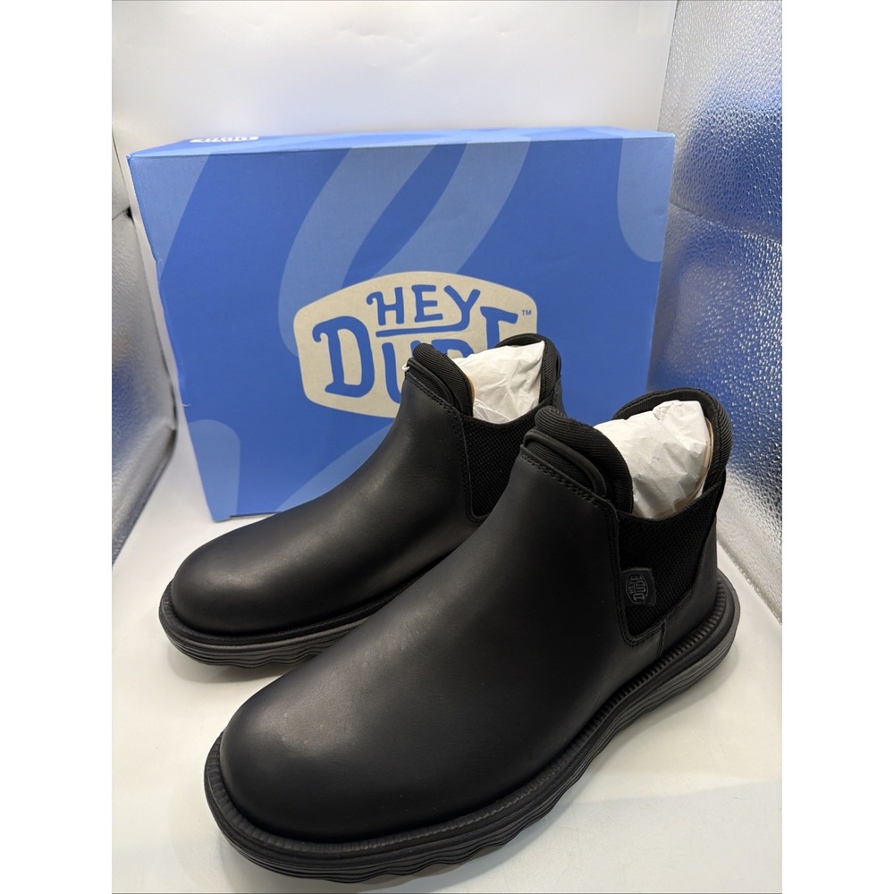 Hey Dude Bronson Women's Black Boot Craft Leather Slip On Size 7 NIB